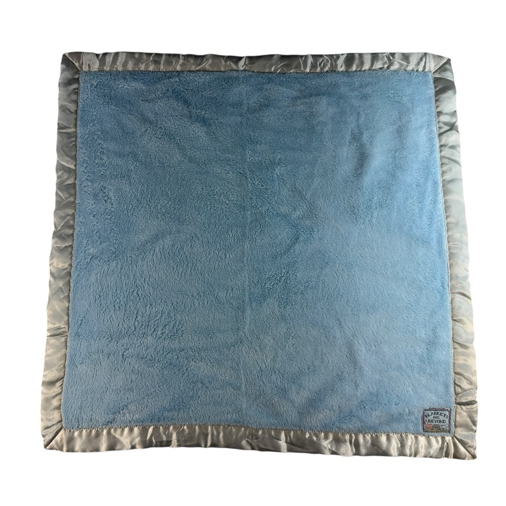 Blankets And Beyond Blue Plush Satin Trim Lovey Security Blanket Boy Made Canada